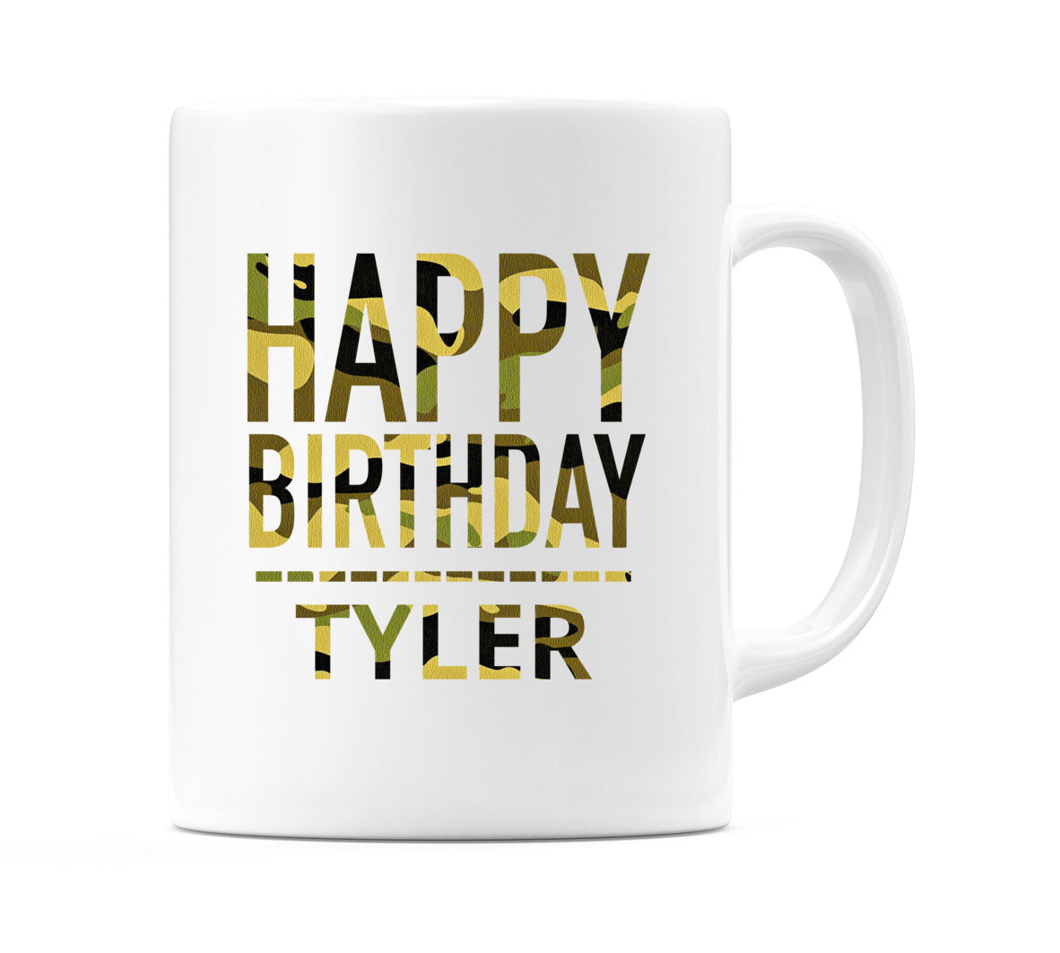 Happy Birthday Tyler (Camo) Mug Cup by WeDoMugs