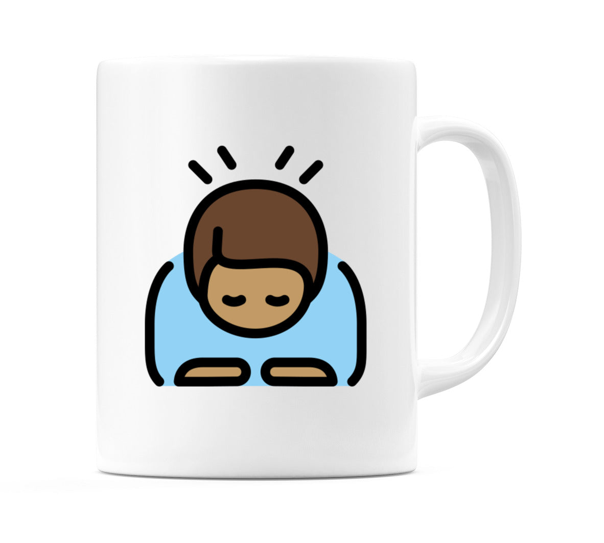Male Bowing: Medium Skin Tone Emoji Mug