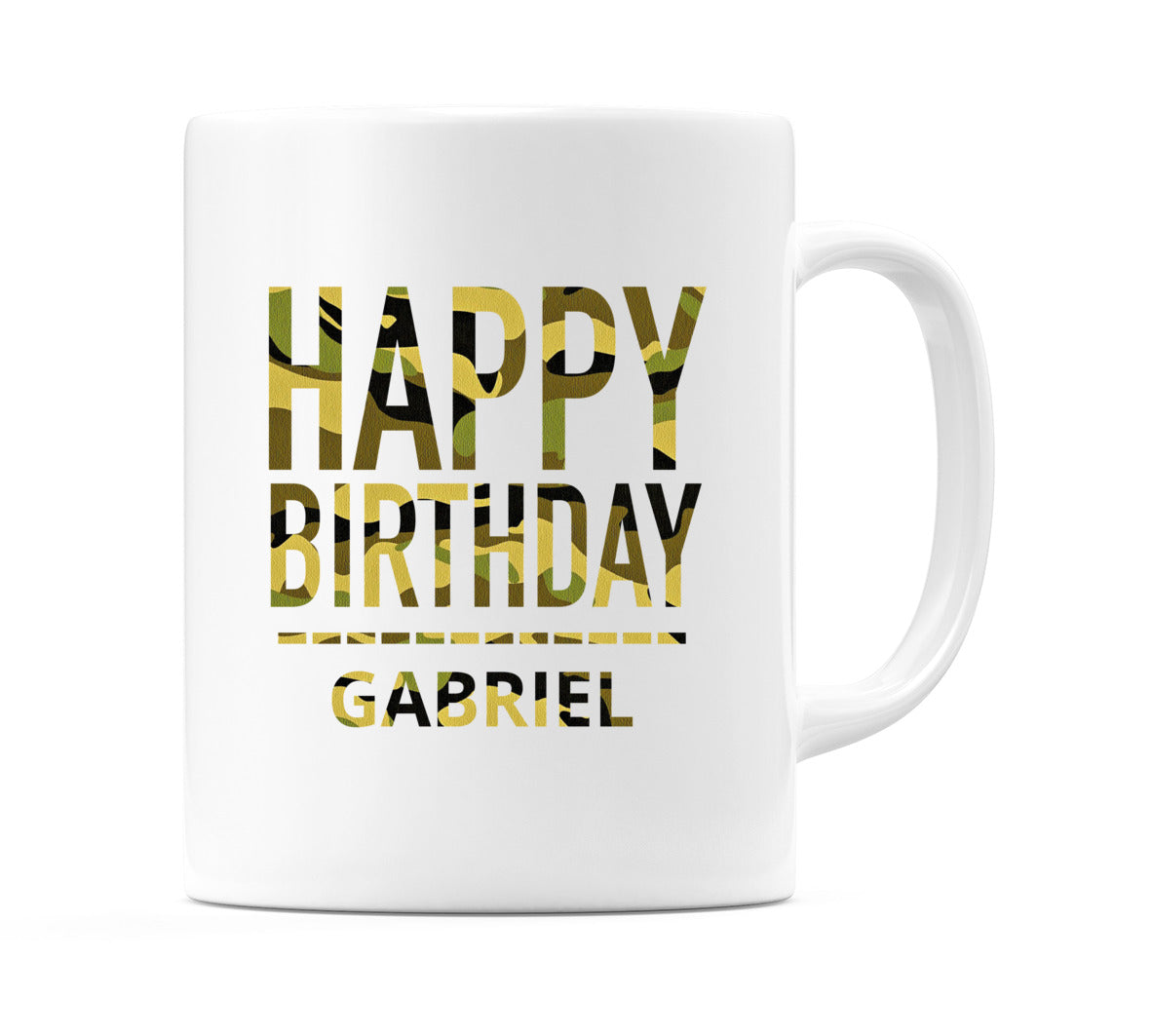 Happy Birthday Gabriel (Camo) Mug Cup by WeDoMugs