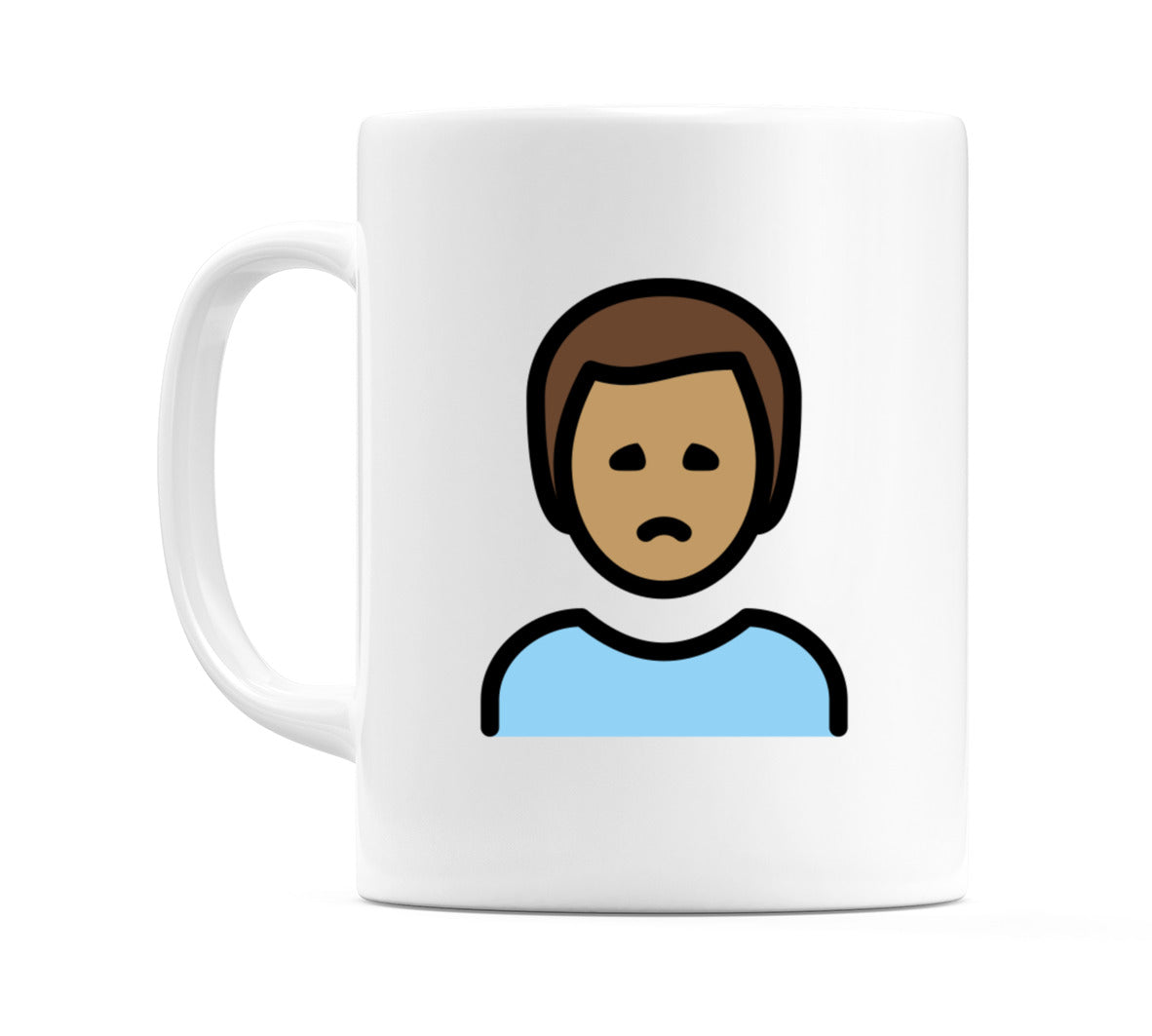 Male Frowning: Medium Skin Tone Emoji Mug