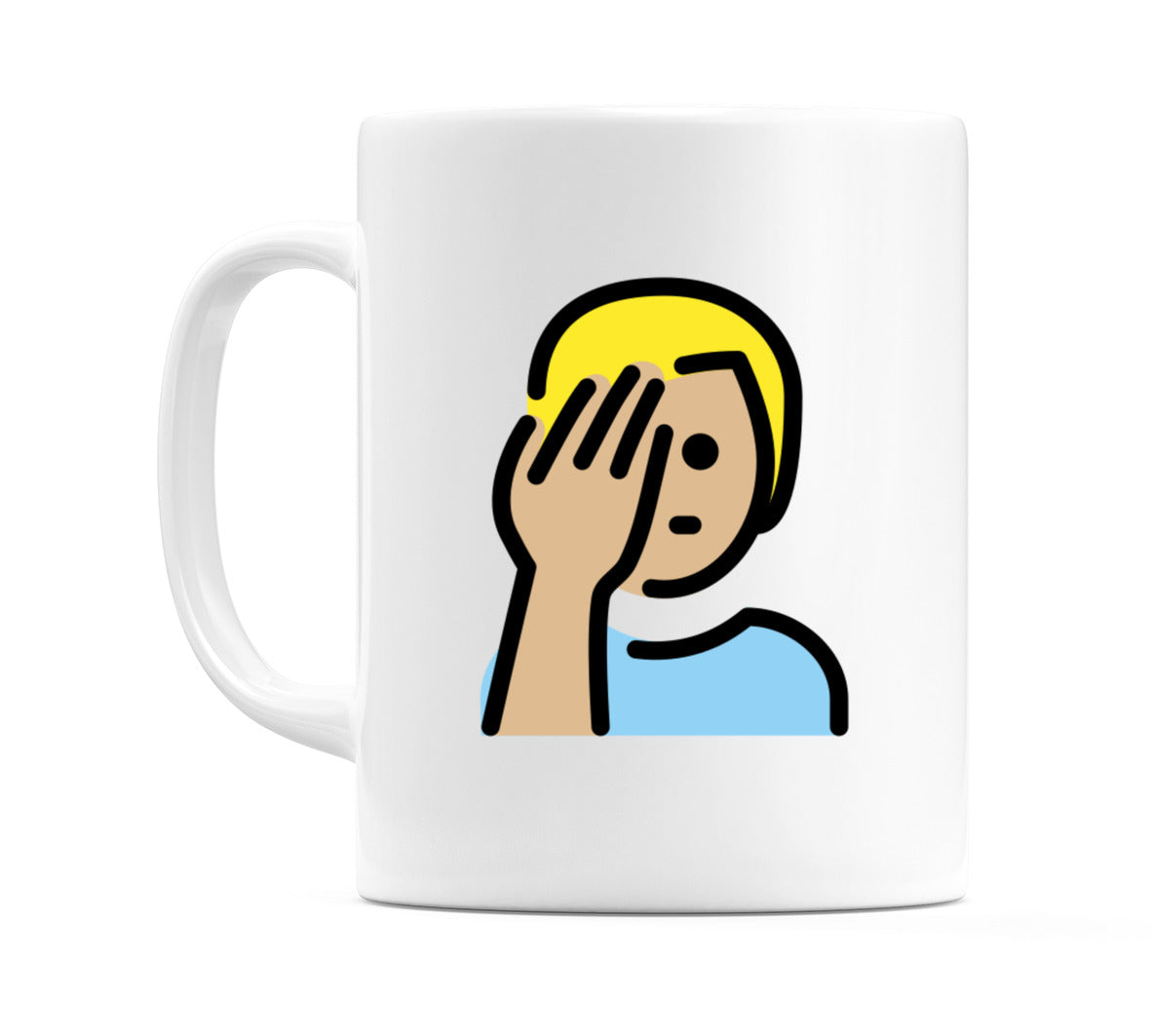 Male Facepalming: Medium-Light Skin Tone Emoji Mug