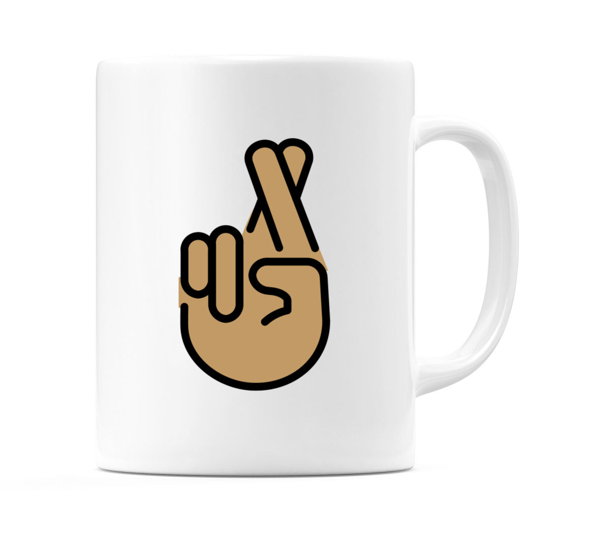 Crossed Fingers: Medium Skin Tone Emoji Mug