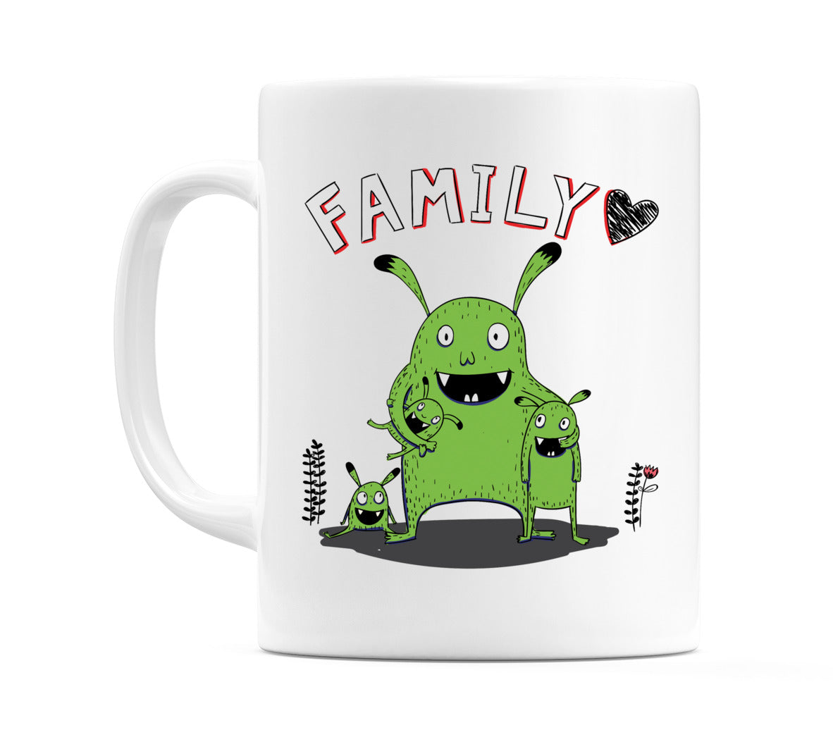 Cute 3 Green Monsters Family Mug