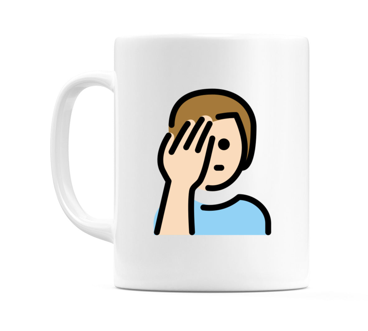 Male Facepalming: Light Skin Tone Emoji Mug