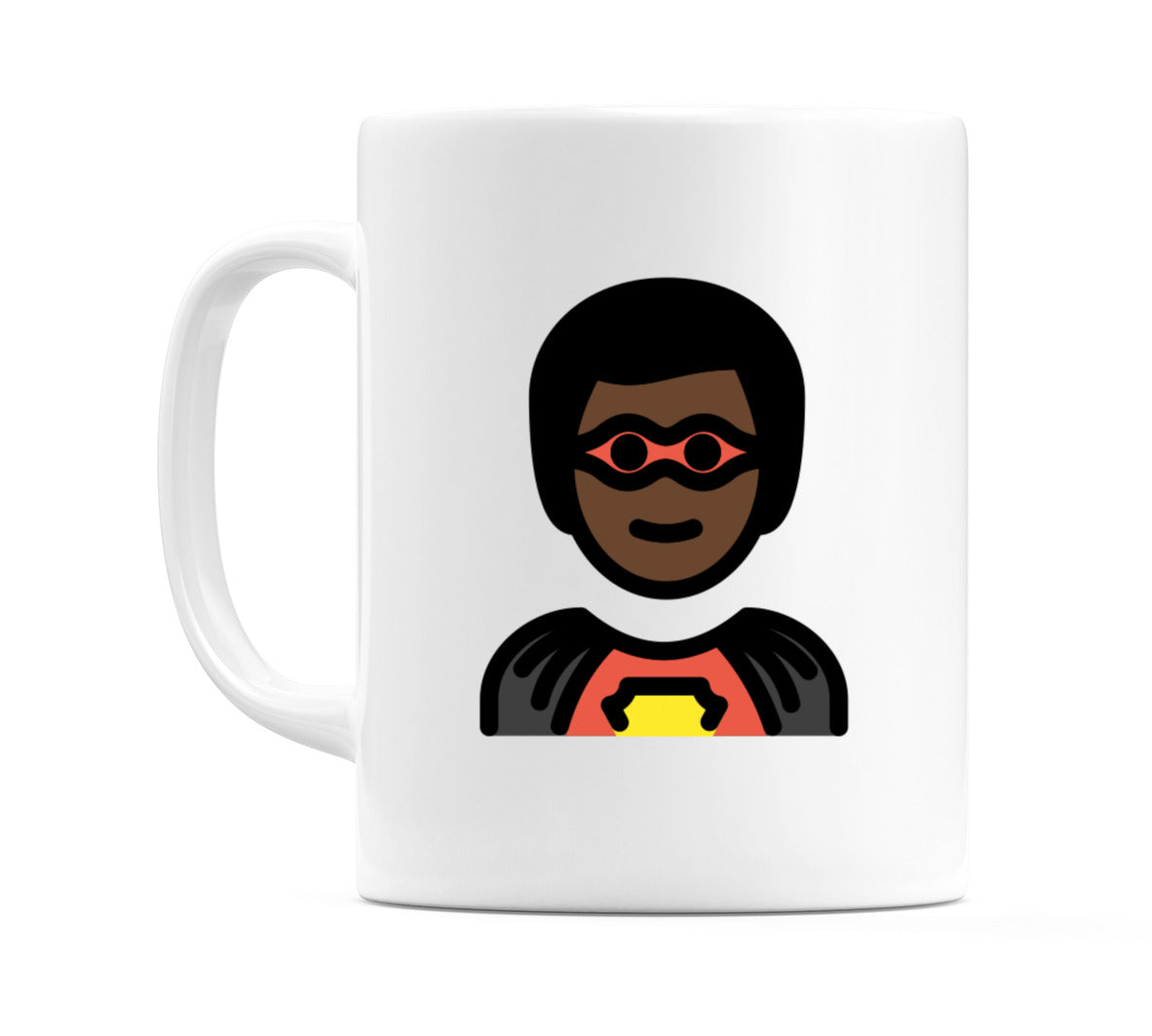Male Superhero: Dark Skin Tone Emoji Mug