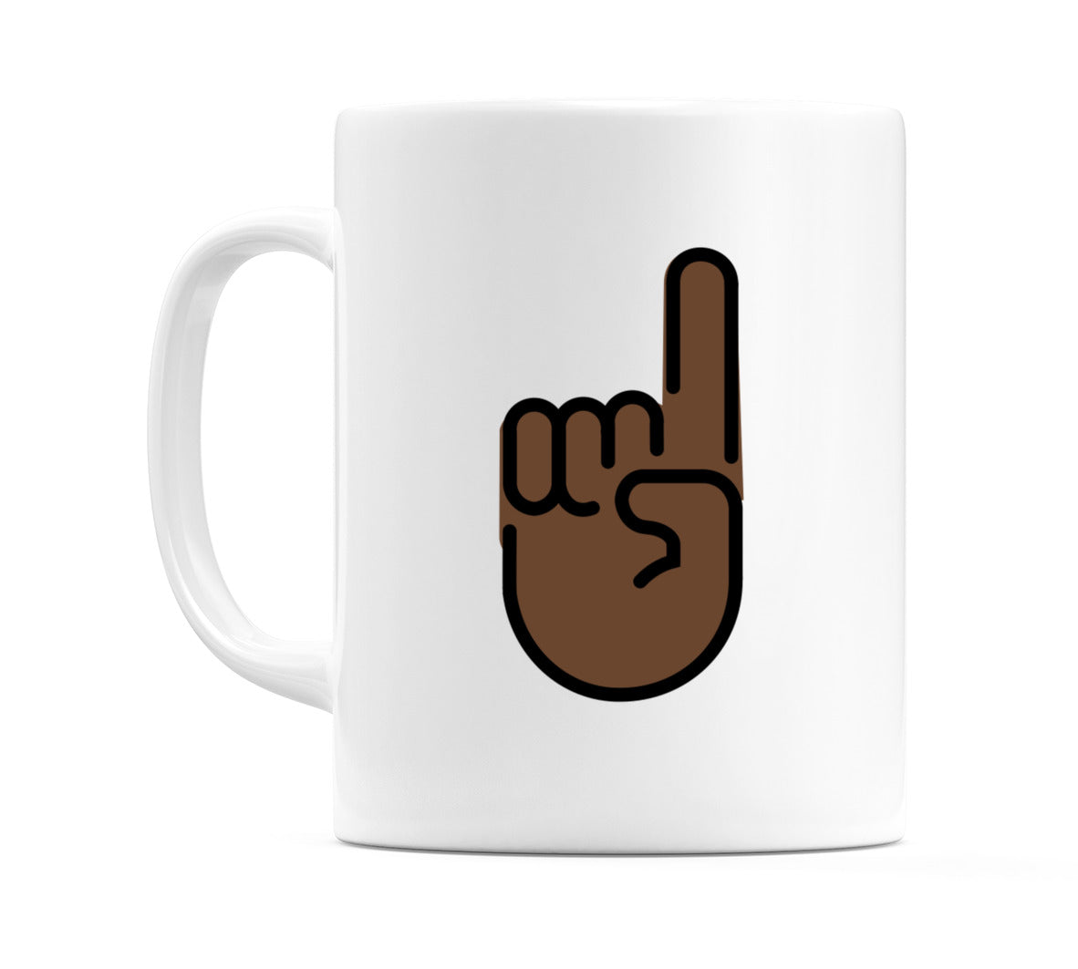 Index Pointing Up: Dark Skin Tone Emoji Mug