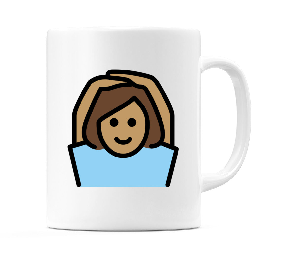 Female Gesturing Ok: Medium Skin Tone Emoji Mug