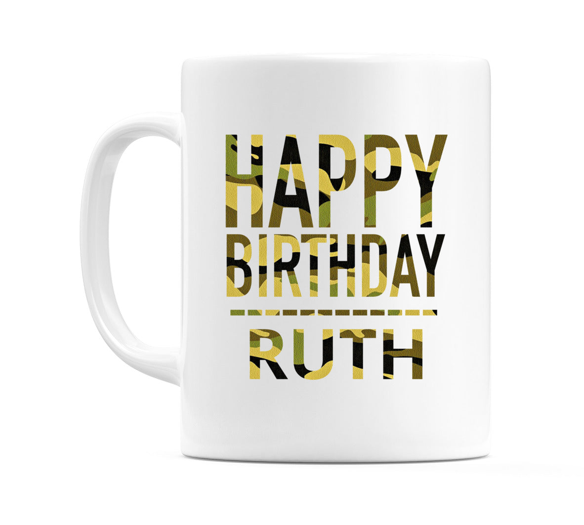 Happy Birthday Ruth (Camo) Mug Cup by WeDoMugs