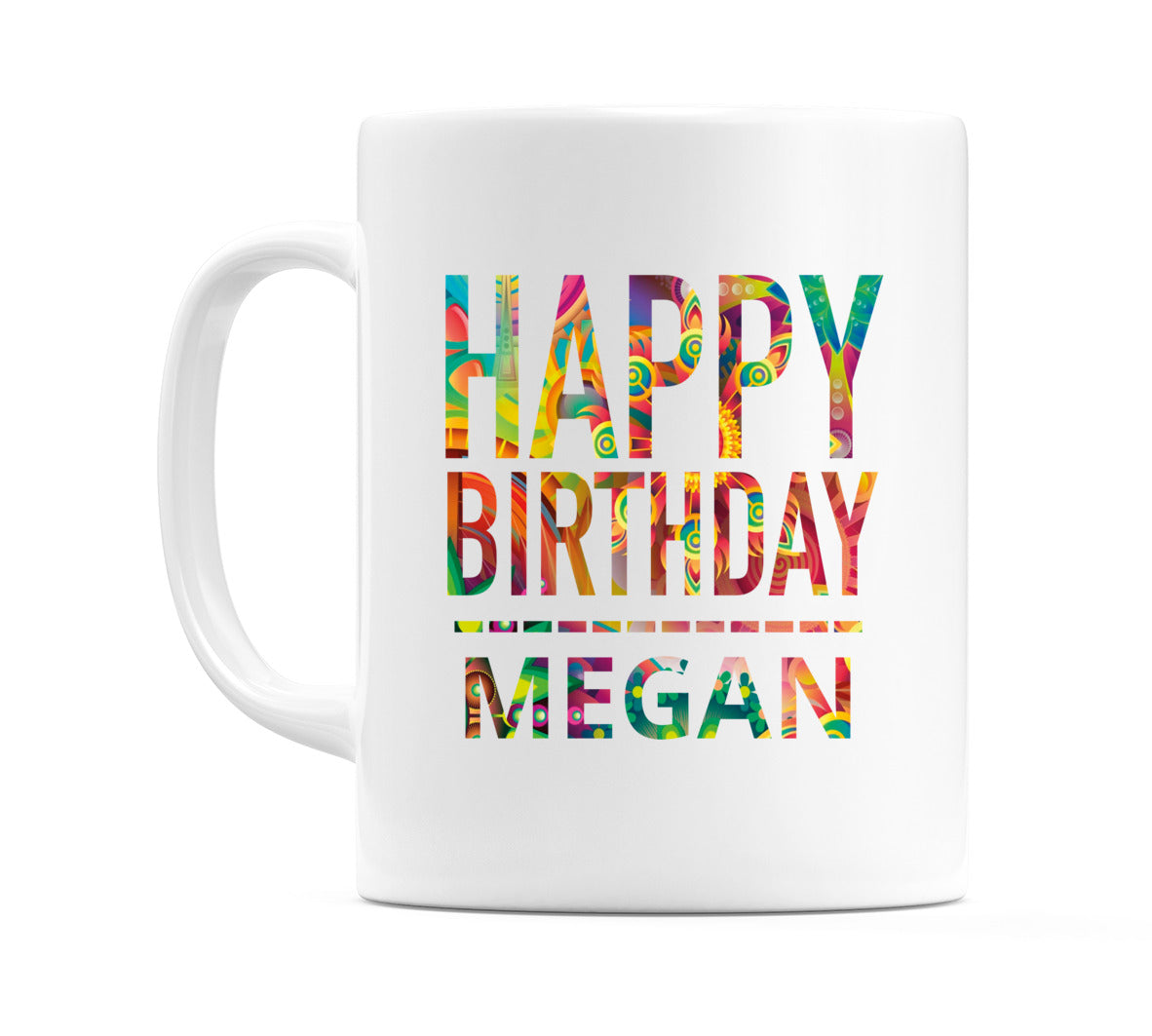 Happy Birthday Megan (Tie Dye Effect) Mug Cup by WeDoMugs