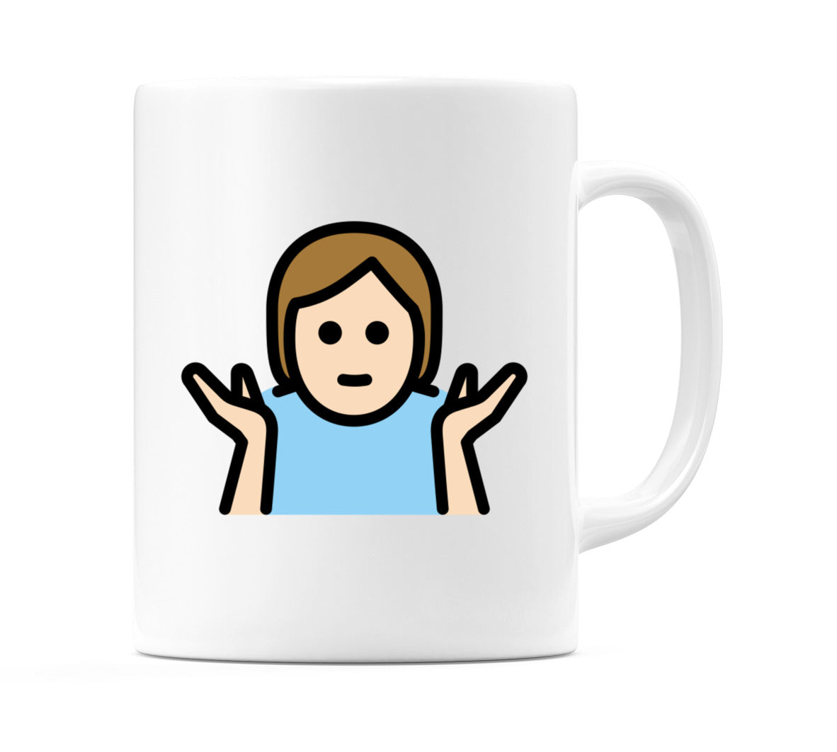 Person Shrugging: Light Skin Tone Emoji Mug