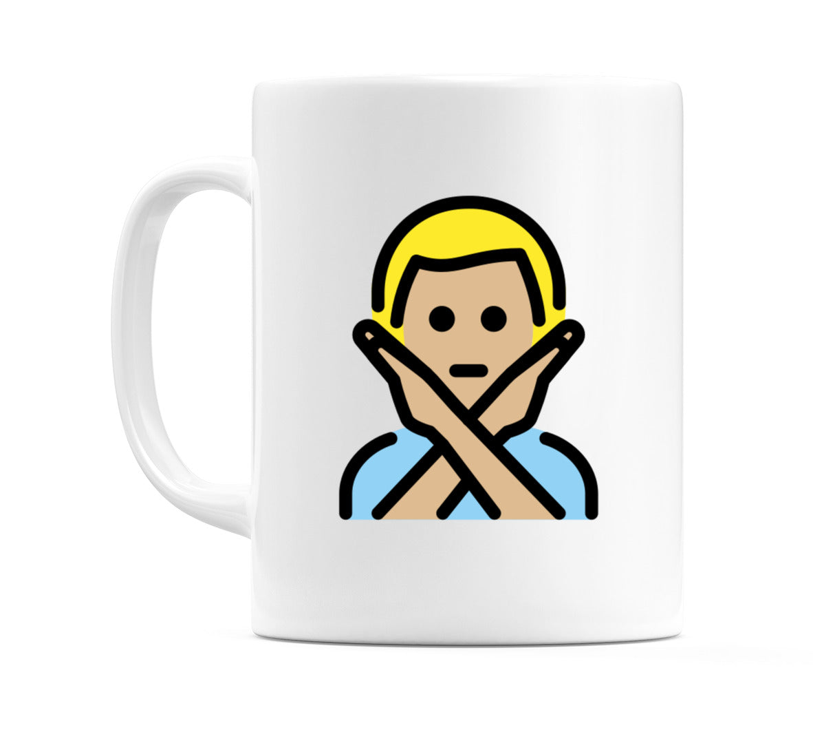 Male Gesturing No: Medium-Light Skin Tone Emoji Mug