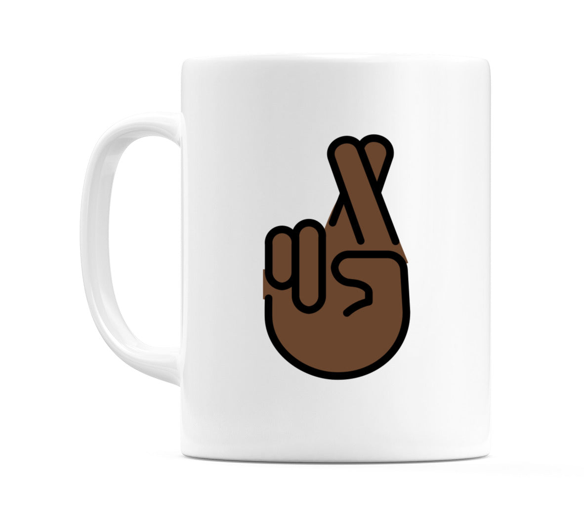 Crossed Fingers: Dark Skin Tone Emoji Mug