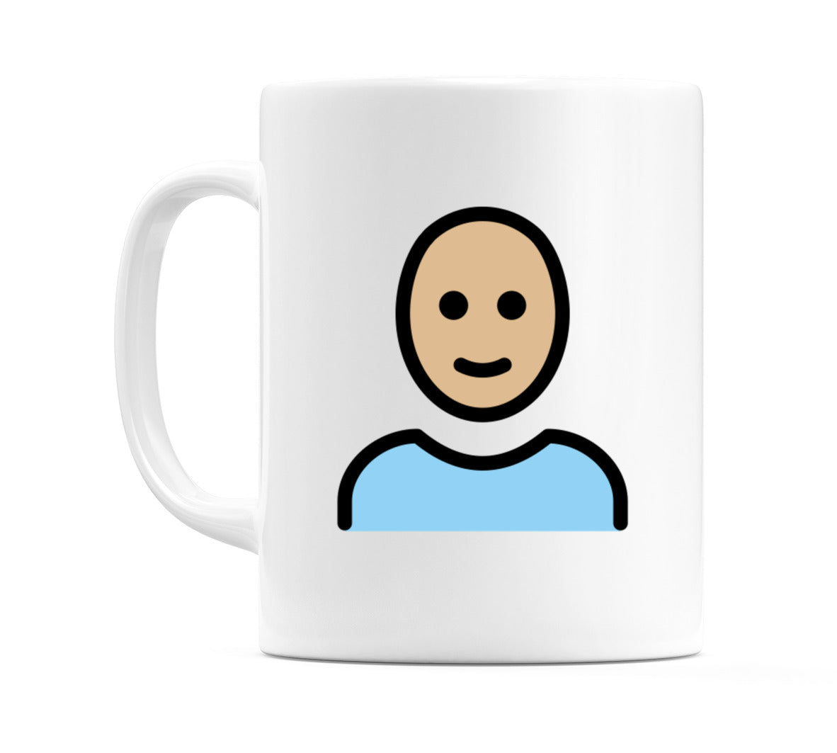Male: Medium-Light Skin Tone, Bald Emoji Mug