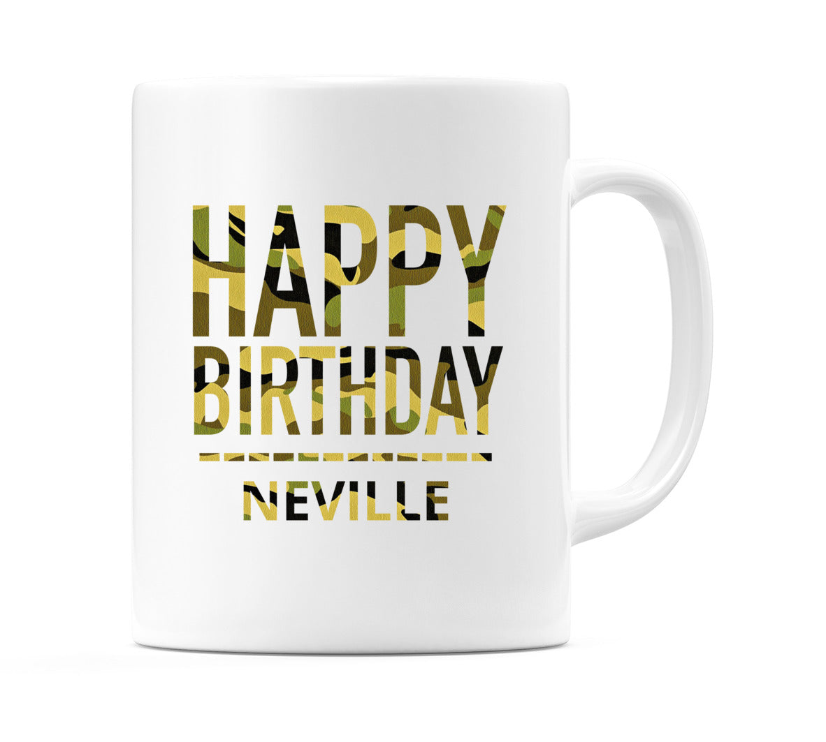 Happy Birthday Neville (Camo) Mug Cup by WeDoMugs
