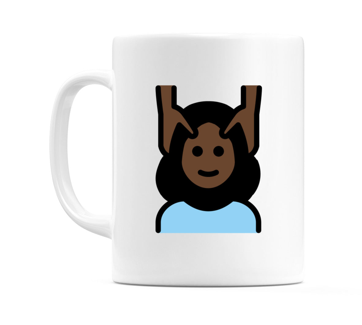 Female Getting Massage: Dark Skin Tone Emoji Mug