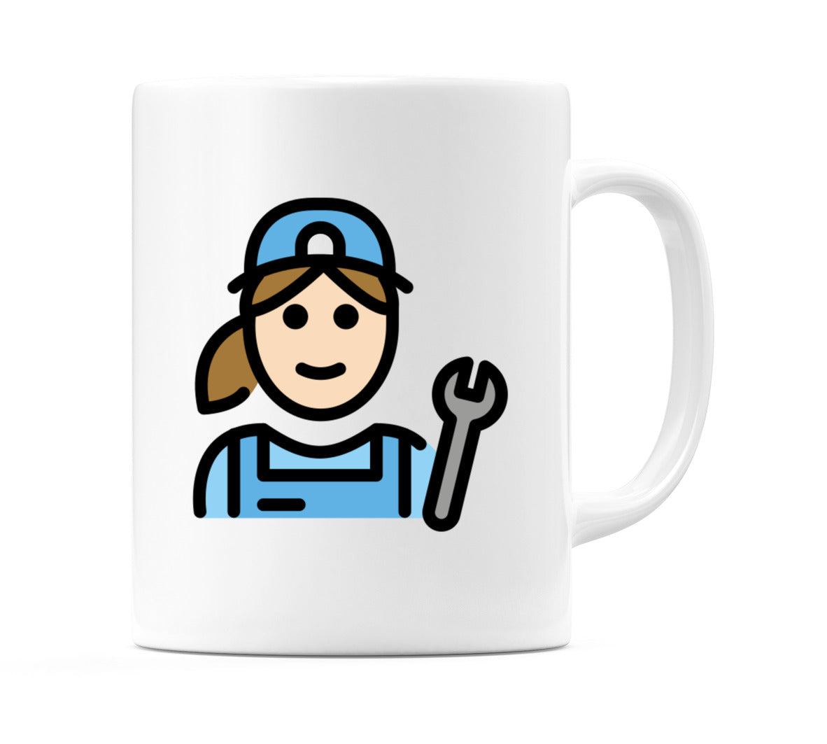Female Mechanic: Light Skin Tone Emoji Mug