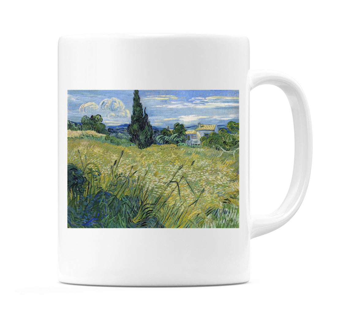Green Wheat Field with Cypress (1889) Mug