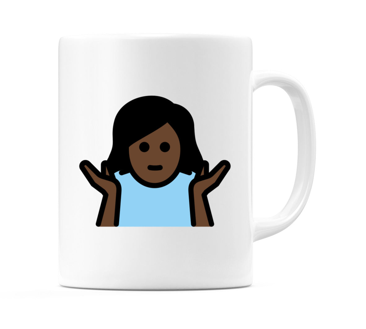 Female Shrugging: Dark Skin Tone Emoji Mug