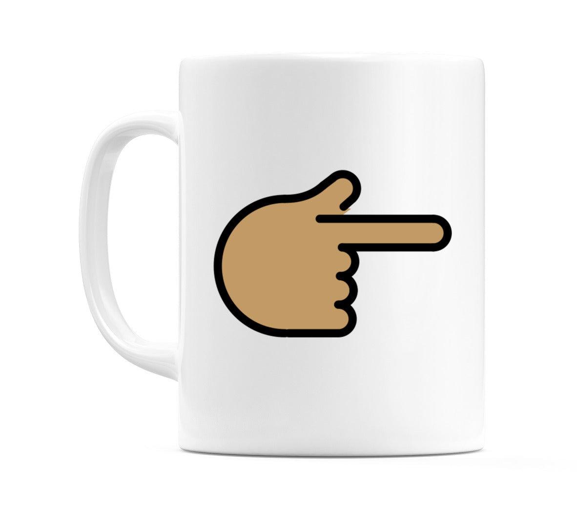Backhand Index Pointing Right: Medium Skin Tone Emoji Mug