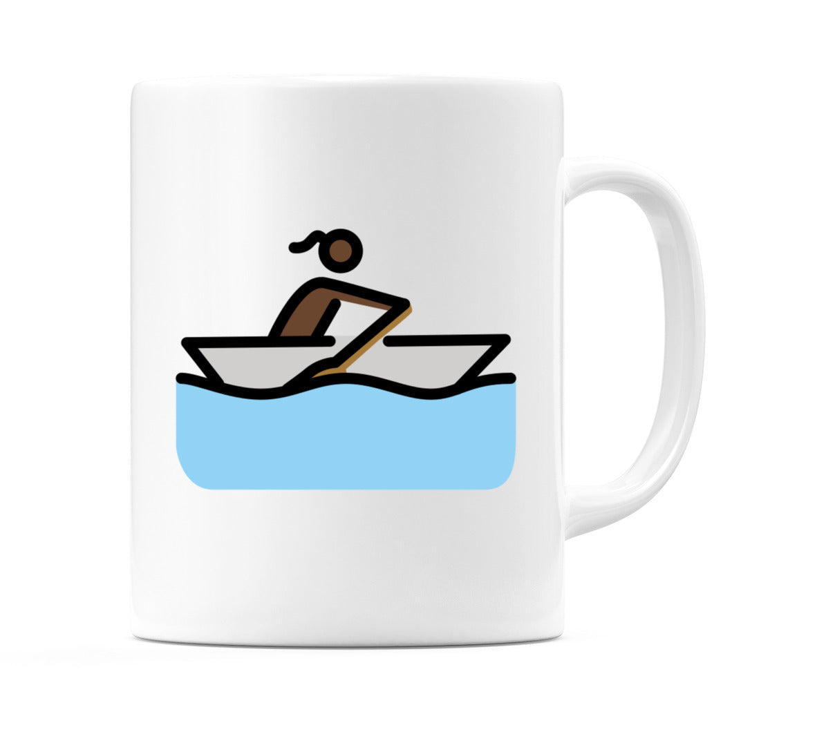 Female Rowing Boat: Dark Skin Tone Emoji Mug