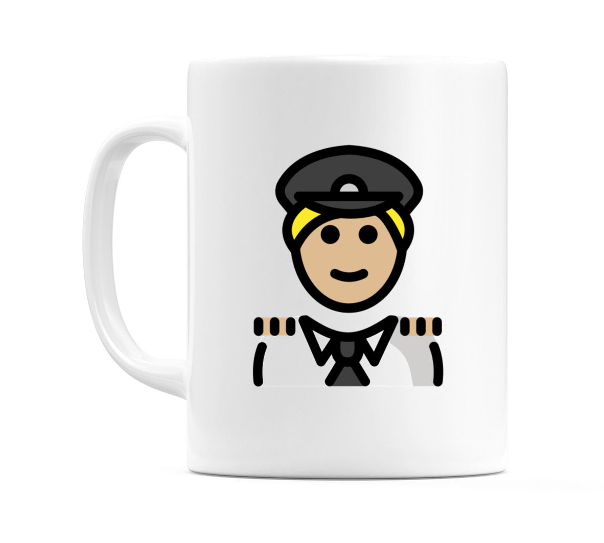 Male Pilot: Medium-Light Skin Tone Emoji Mug