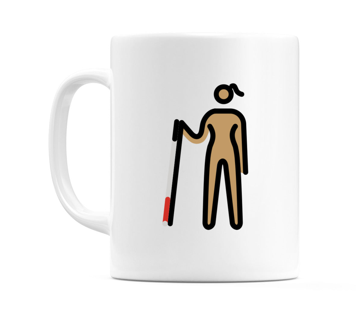 Female With Probing Cane: Medium Skin Tone Emoji Mug