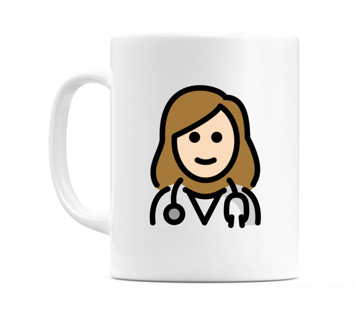 Female Health Worker: Light Skin Tone Emoji Mug