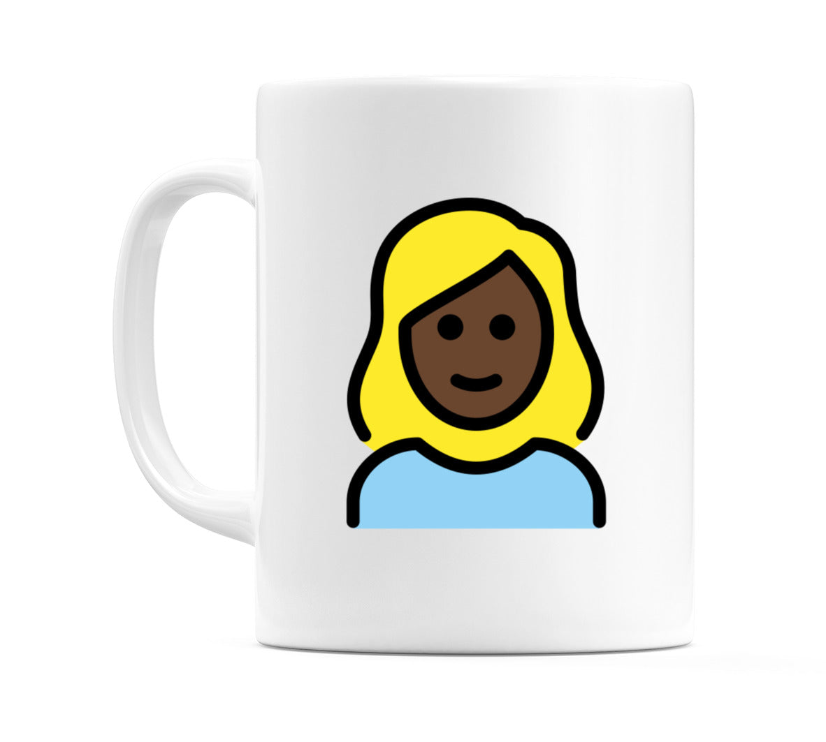 Female: Dark Skin Tone, Blond Hair Emoji Mug