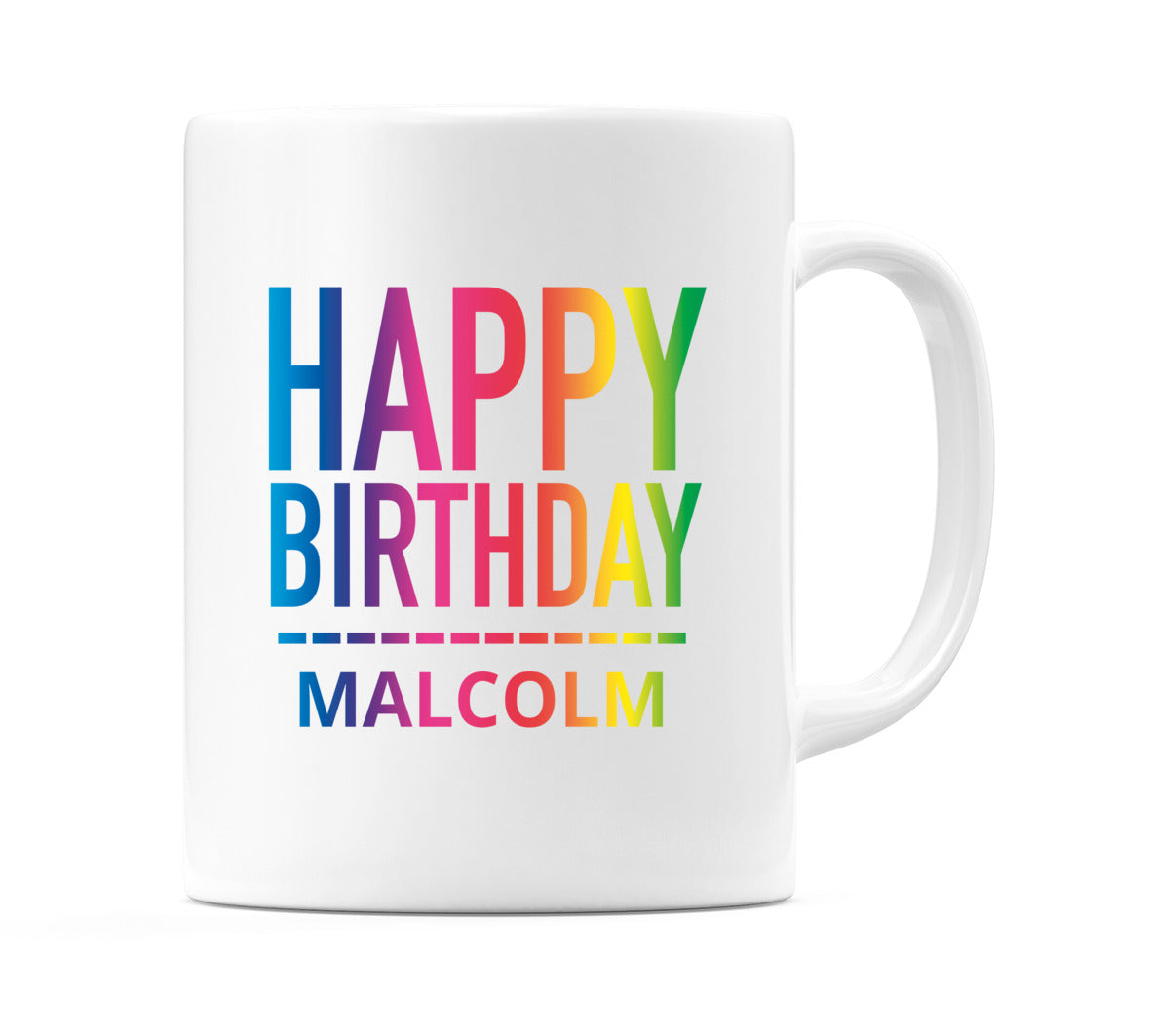 Happy Birthday Malcolm (Rainbow) Mug Cup by WeDoMugs