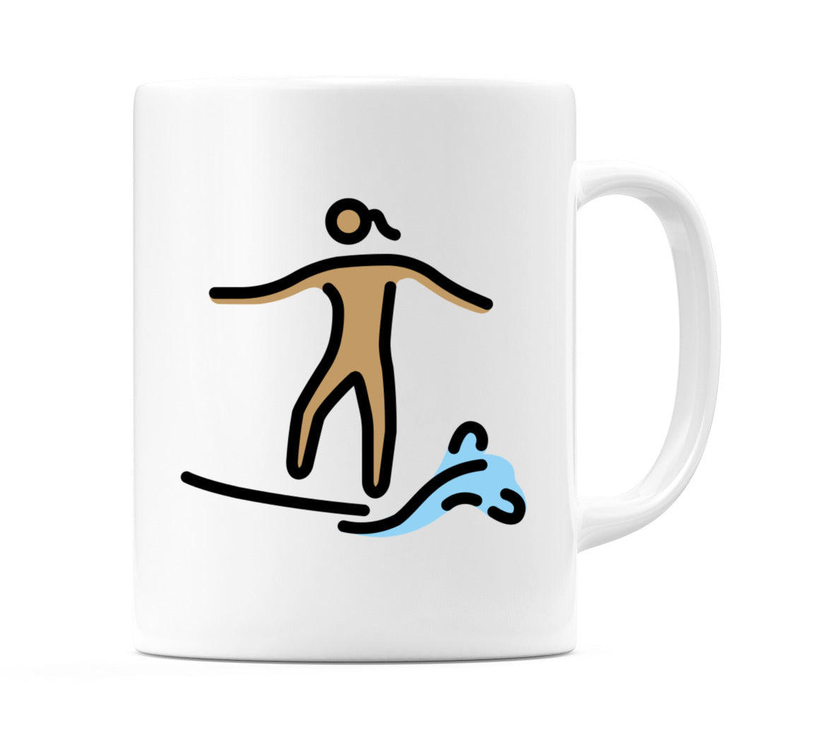 Female Surfing: Medium Skin Tone Emoji Mug