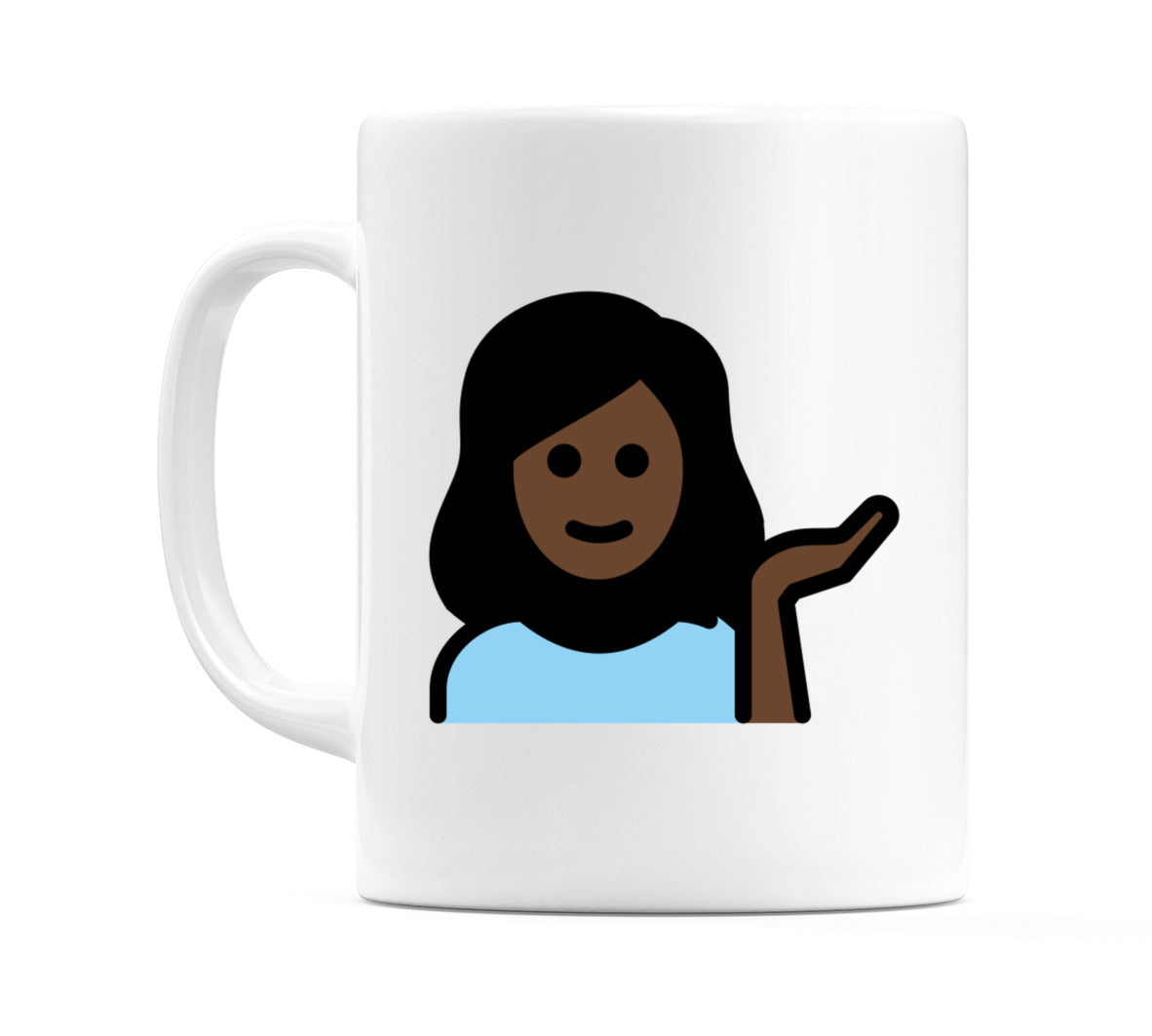 Female Tipping Hand: Dark Skin Tone Emoji Mug