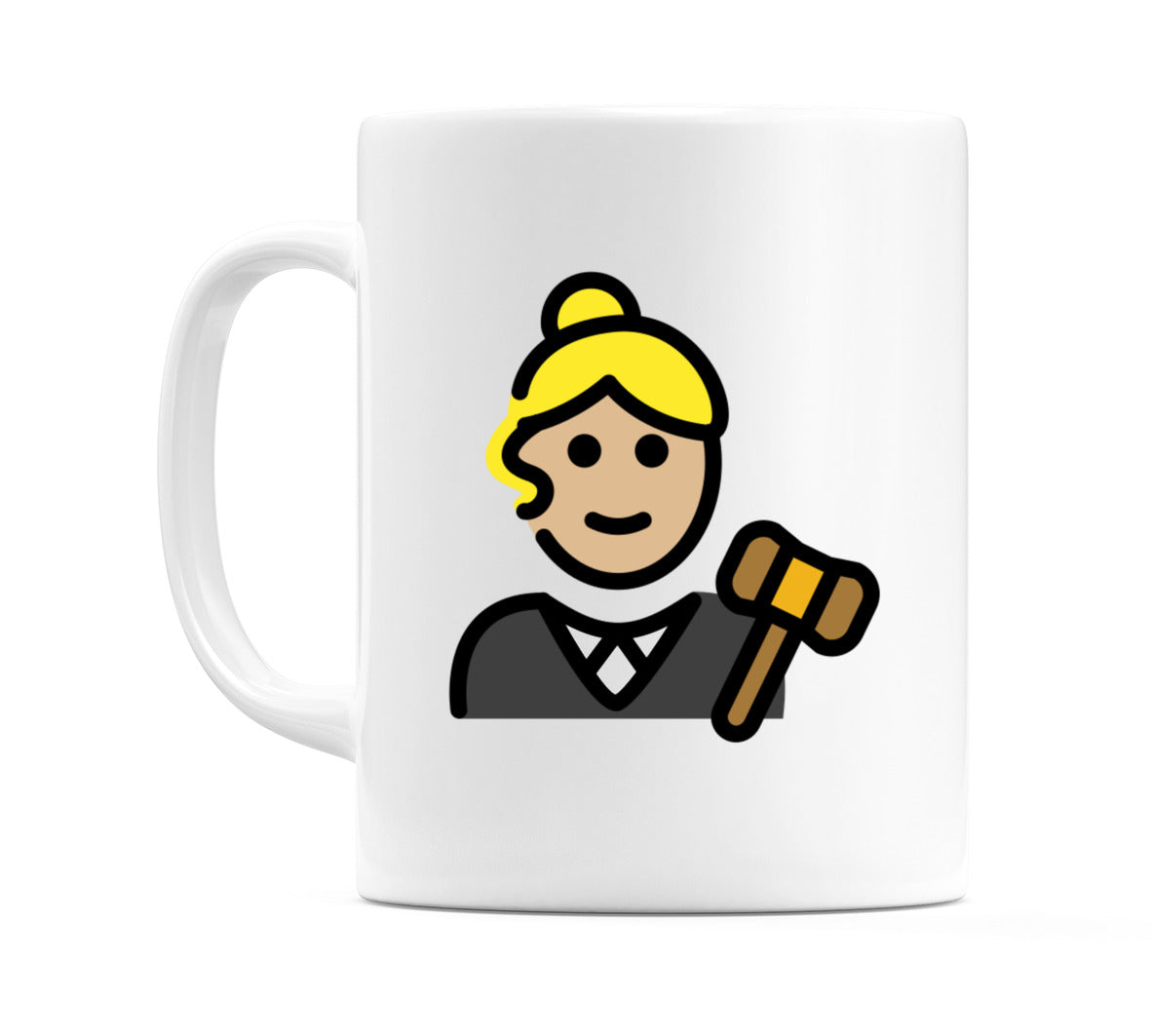 Female Judge: Medium-Light Skin Tone Emoji Mug