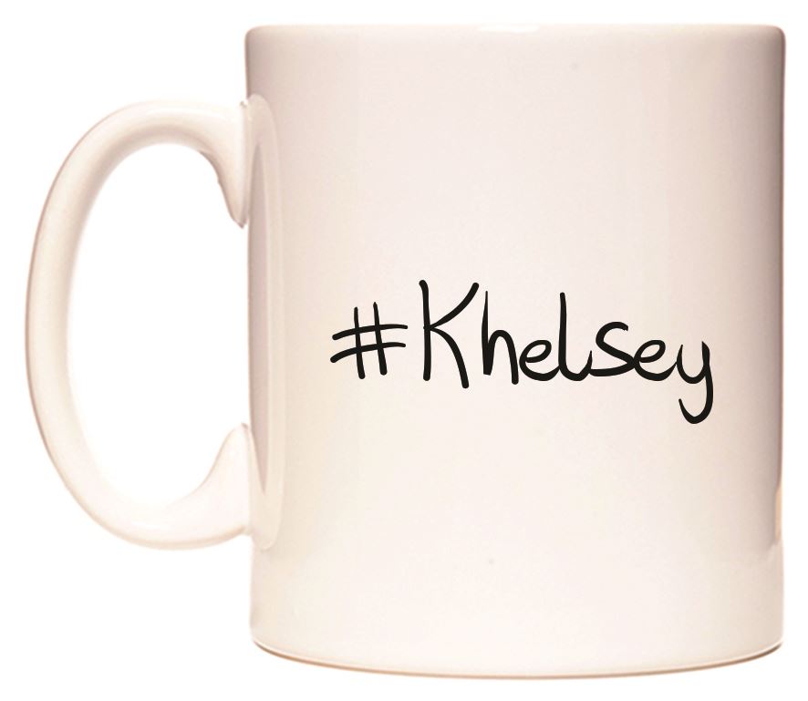 This mug features #Khelsey