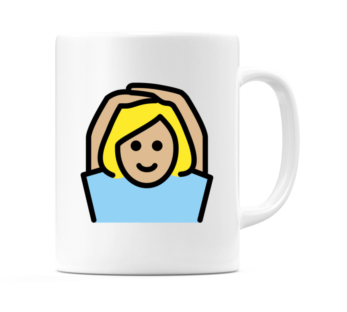 Female Gesturing Ok: Medium-Light Skin Tone Emoji Mug