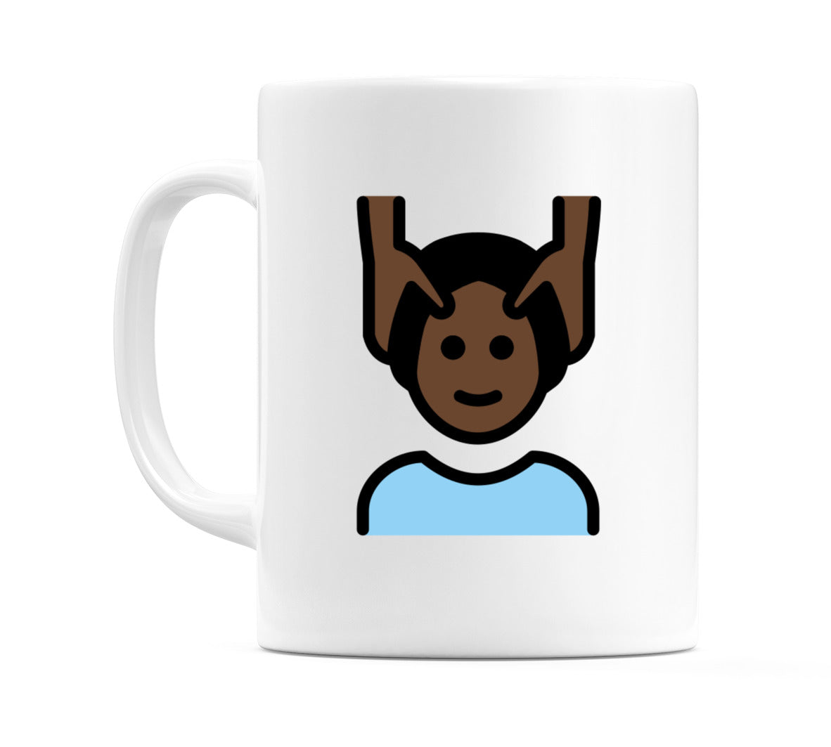 Male Getting Massage: Dark Skin Tone Emoji Mug