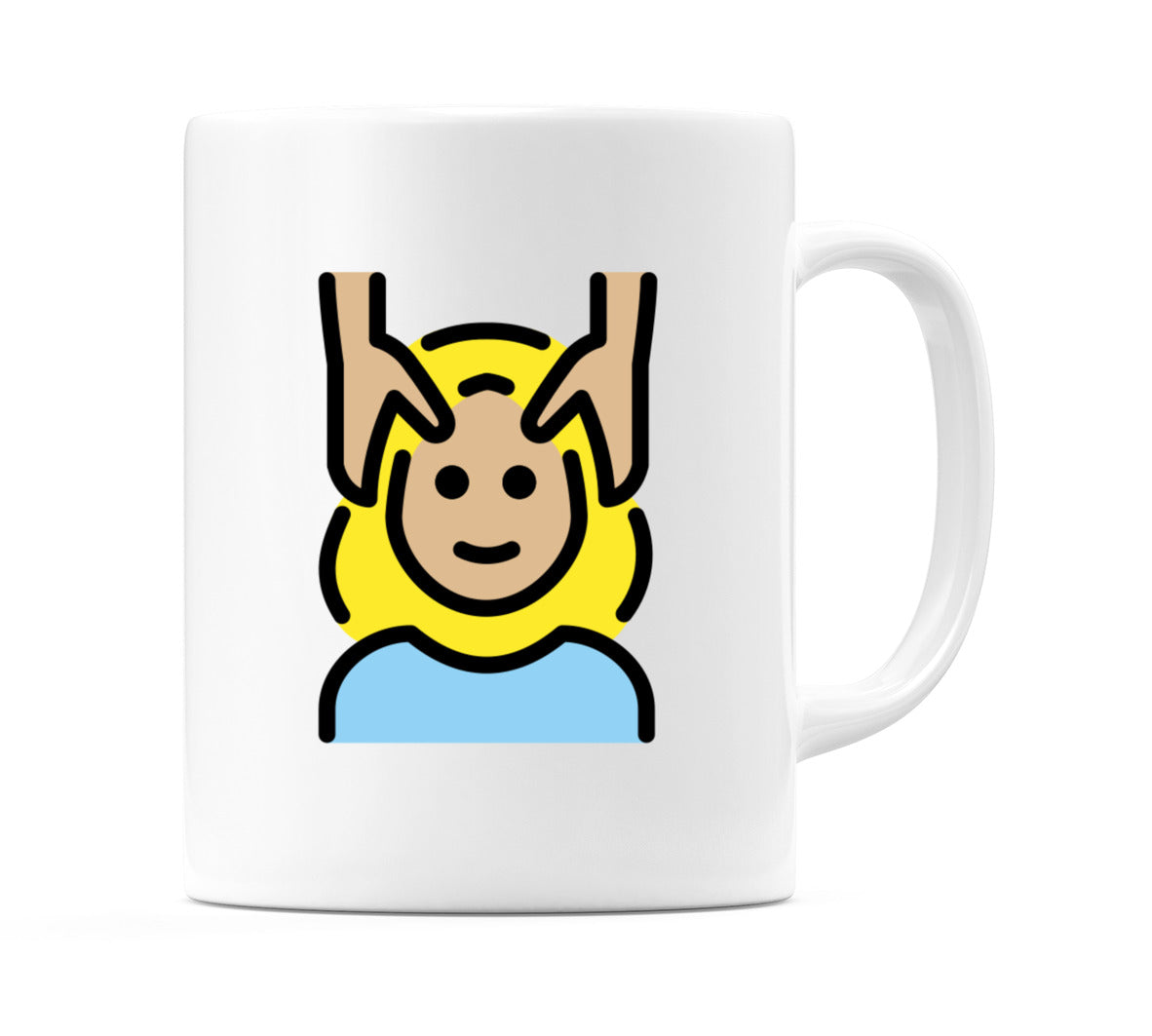 Female Getting Massage: Medium-Light Skin Tone Emoji Mug
