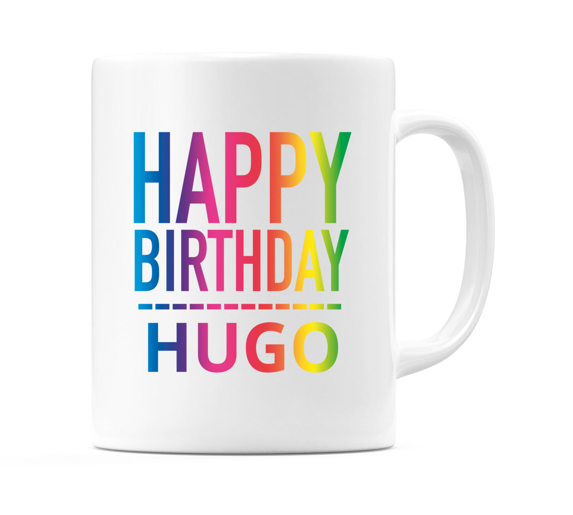 Happy Birthday Hugo (Rainbow) Mug Cup by WeDoMugs