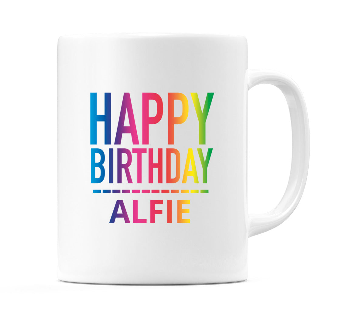 Happy Birthday Alfie (Rainbow) Mug Cup by WeDoMugs