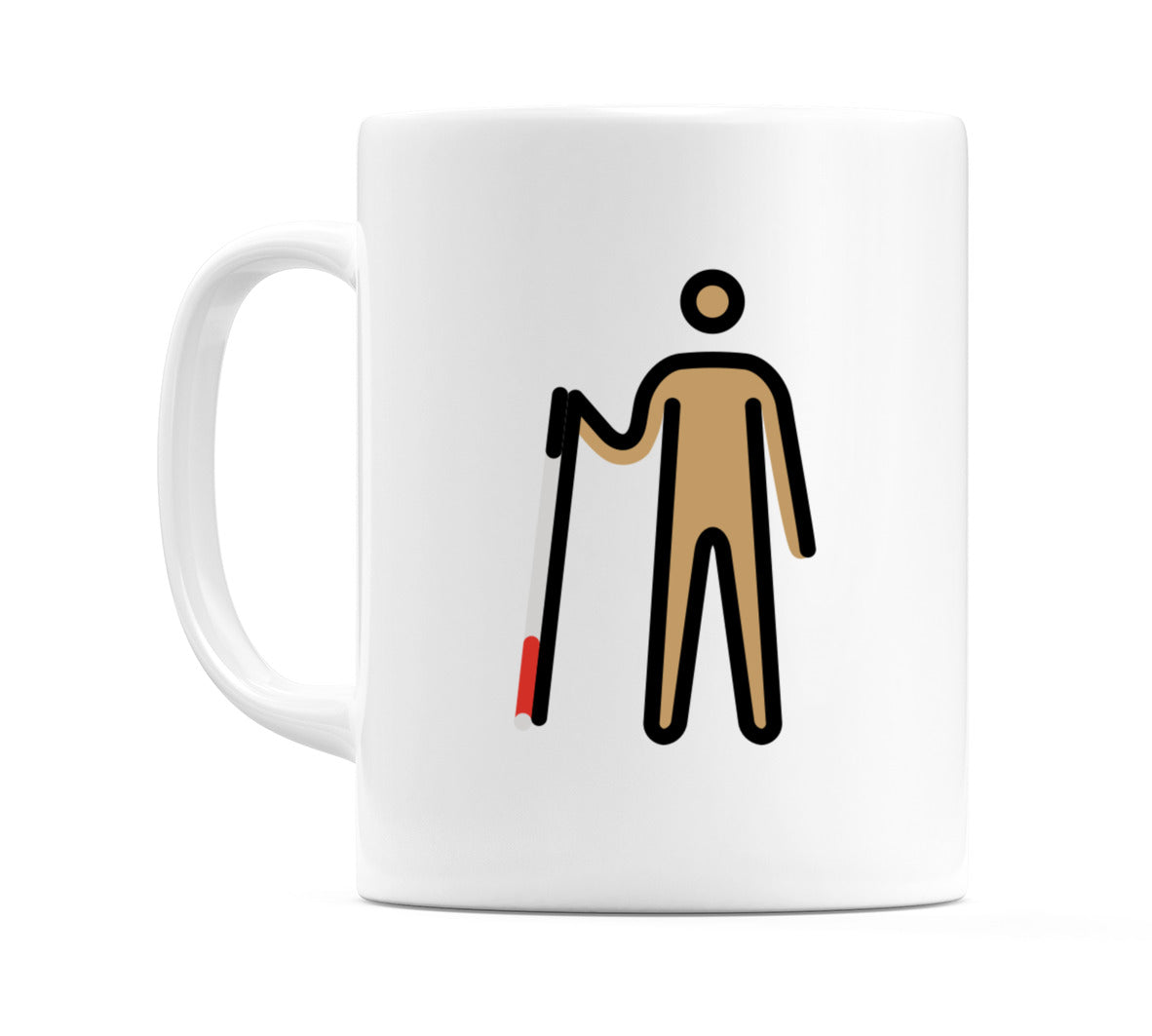 Male With Probing Cane: Medium Skin Tone Emoji Mug