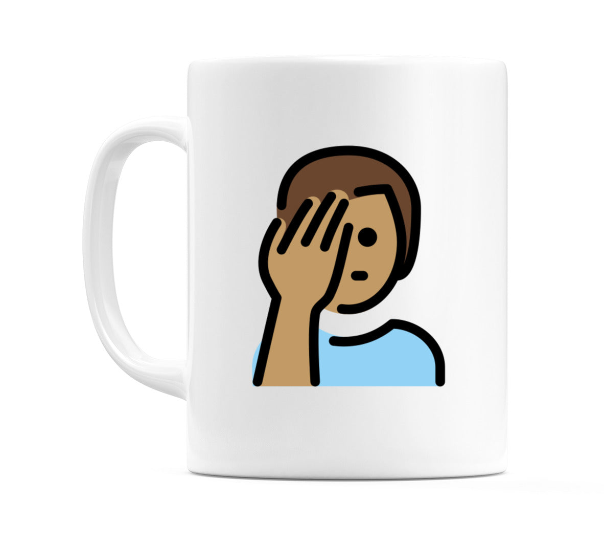 Male Facepalming: Medium Skin Tone Emoji Mug