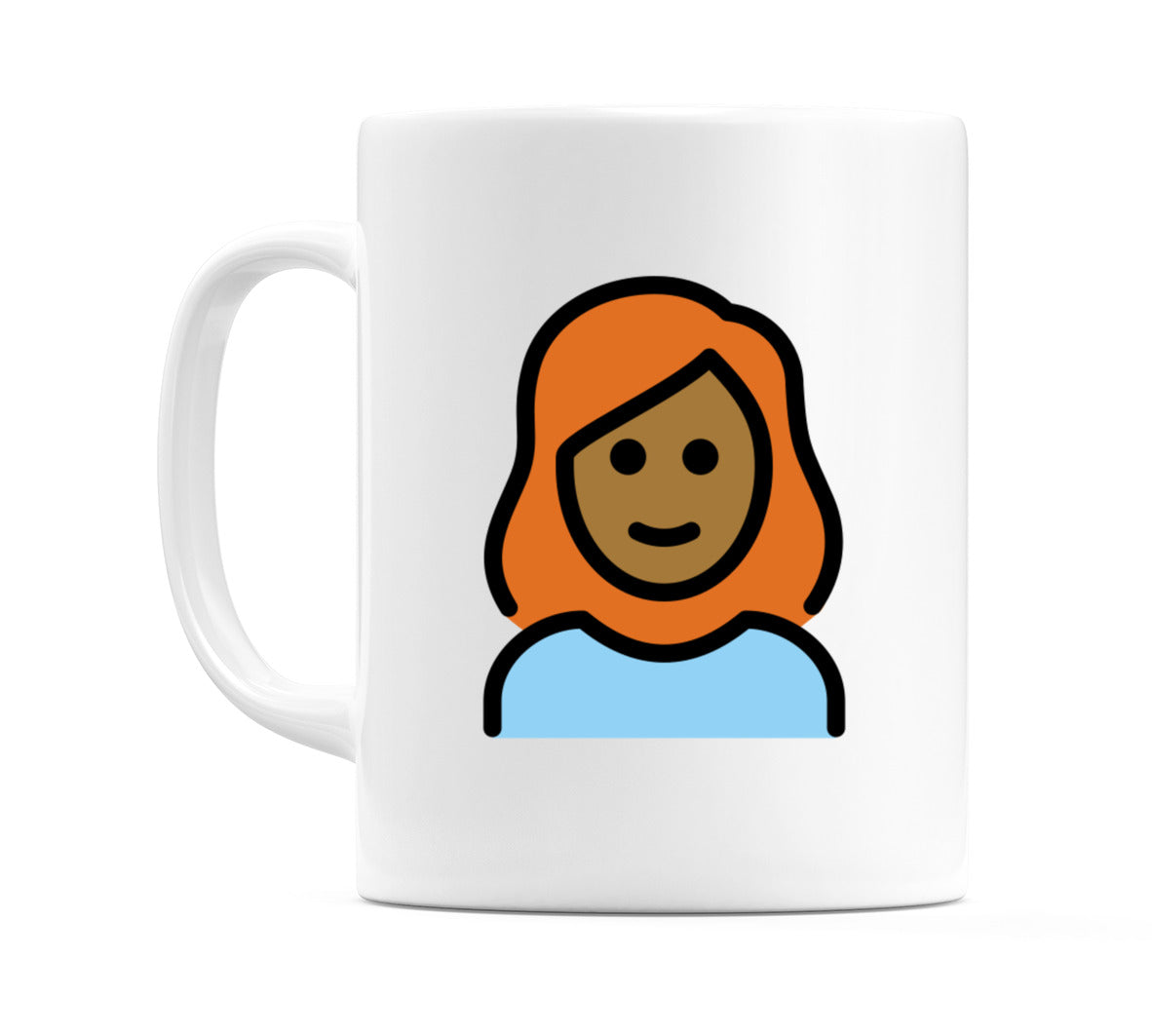 Female: Medium-Dark Skin Tone, Red Hair Emoji Mug