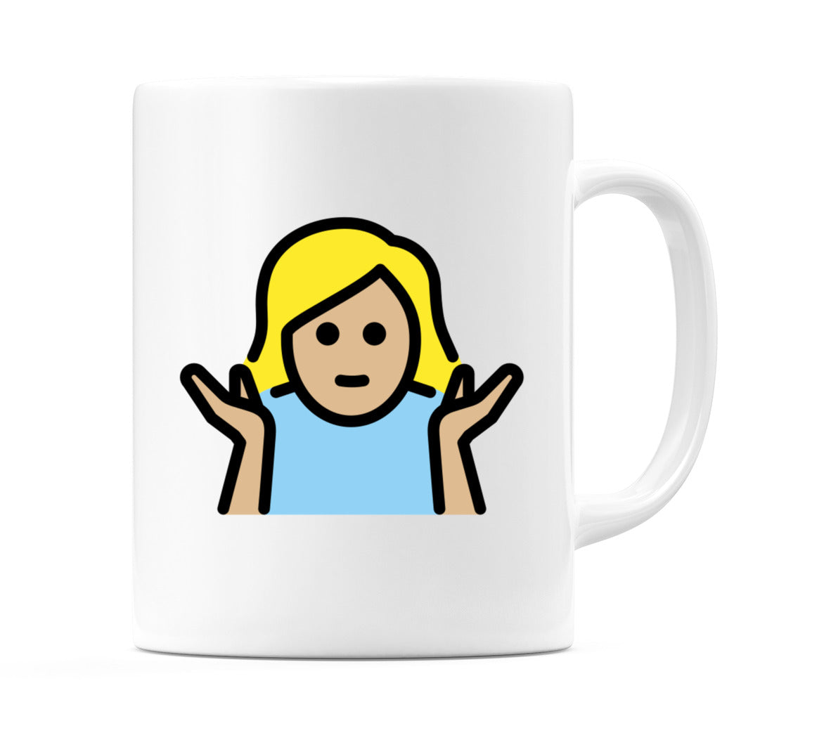 Female Shrugging: Medium-Light Skin Tone Emoji Mug