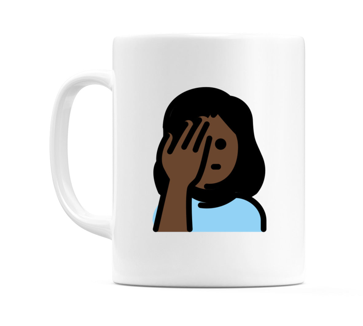 Female Facepalming: Dark Skin Tone Emoji Mug