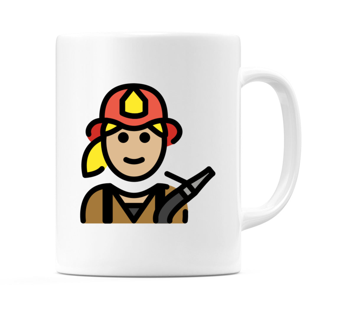 Female Firefighter: Medium-Light Skin Tone Emoji Mug