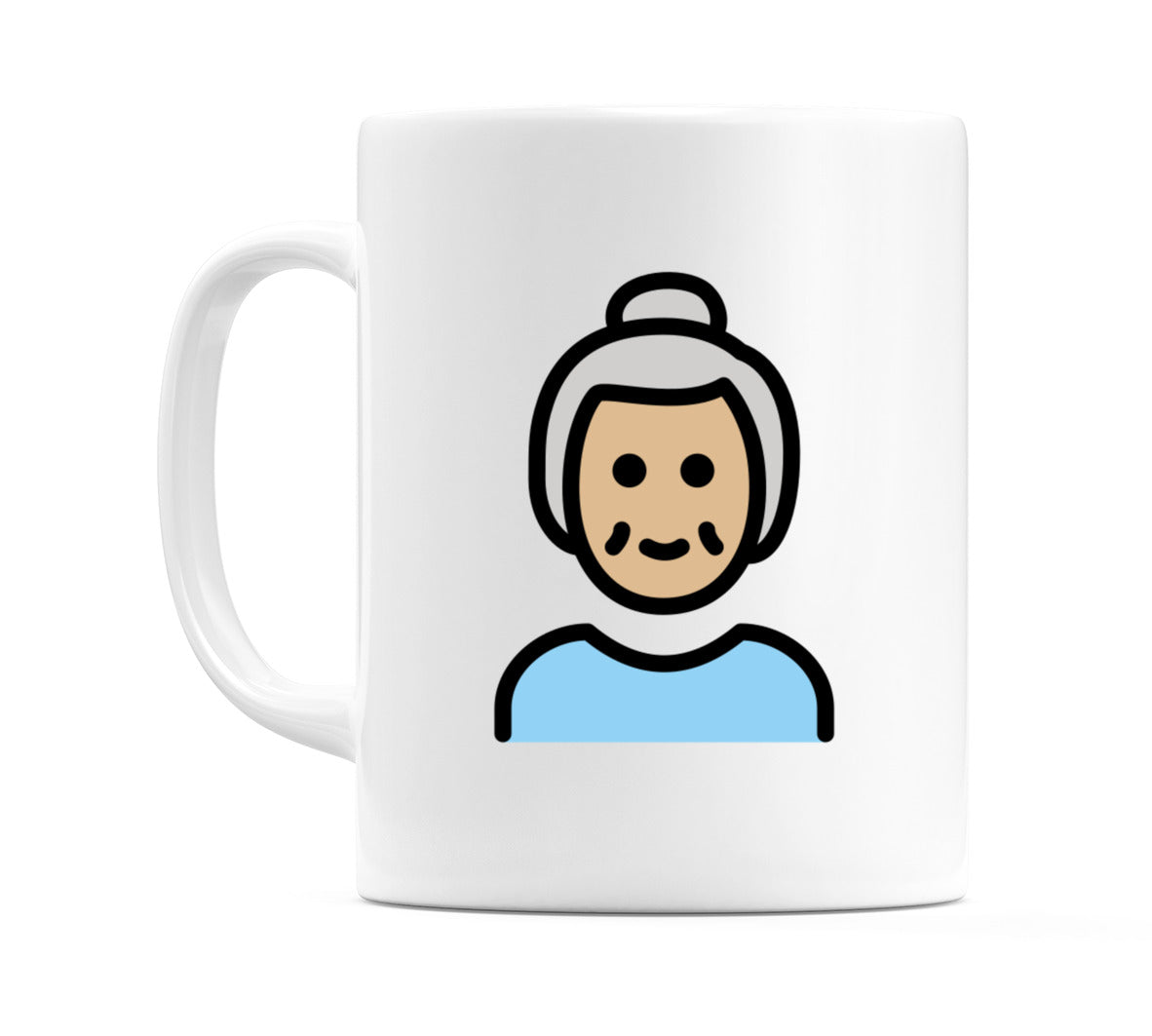 Old Female: Medium-Light Skin Tone Emoji Mug