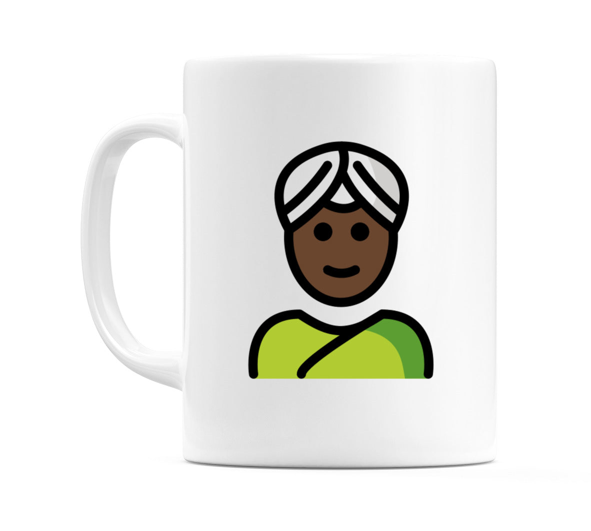 Female Wearing Turban: Dark Skin Tone Emoji Mug
