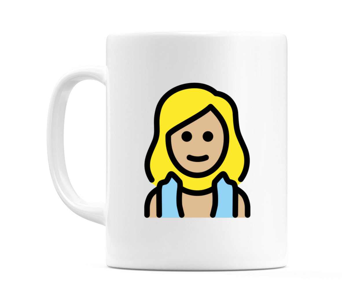 Female In Steamy Room: Medium-Light Skin Tone Emoji Mug