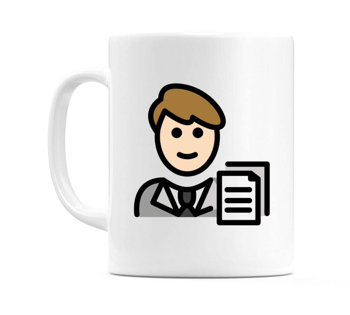 Male Office Worker: Light Skin Tone Emoji Mug