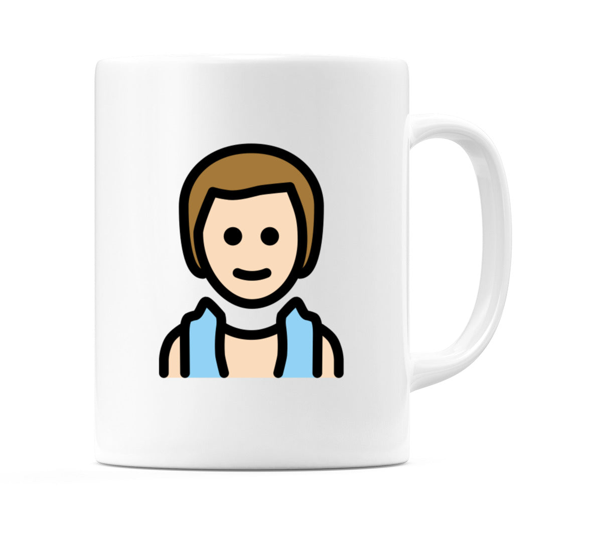 Male In Steamy Room: Light Skin Tone Emoji Mug