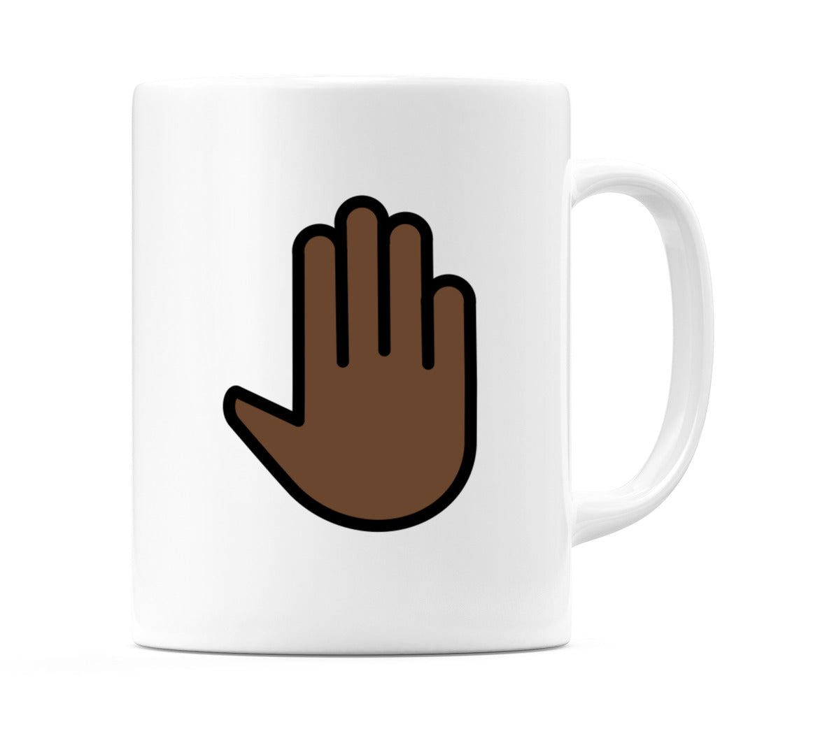 Raised Back Of Hand: Dark Skin Tone Emoji Mug